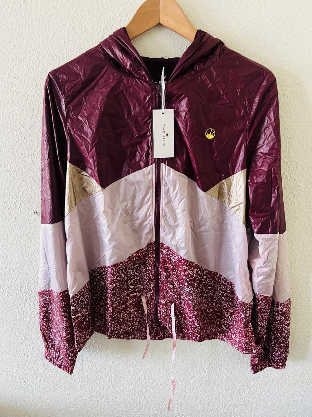 Women's Maroon & Pink Colorblock Windbreaker Jacket- The New Pure